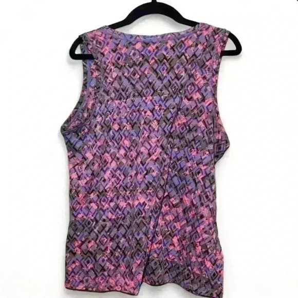 Exertek - Pink/purple print tank top w crossover flaps in back-women’s… - Picture 2 of 4